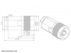Connecteur N mâle pour coax 10-11 mm